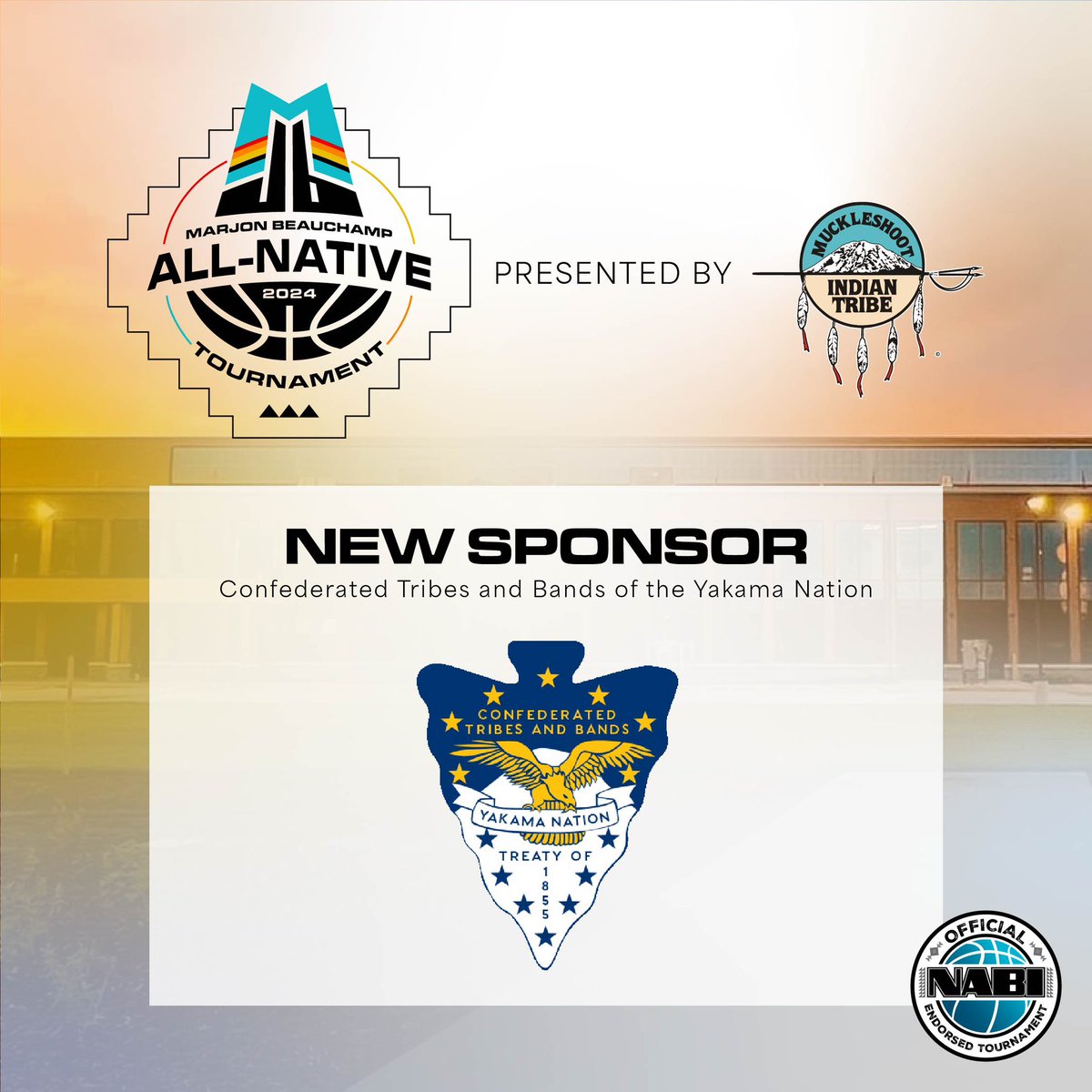 MJBAllNative's tweet photo. We’re thrilled to announce the Confederated Tribes and Bands of the Yakama Nation as the newest sponsor for the 2024 MarJon Beauchamp All-Native Tournament! 

Teams announcement and game schedule coming soon…

#MJBAllNative https://t.co/9TcEJOHQGg