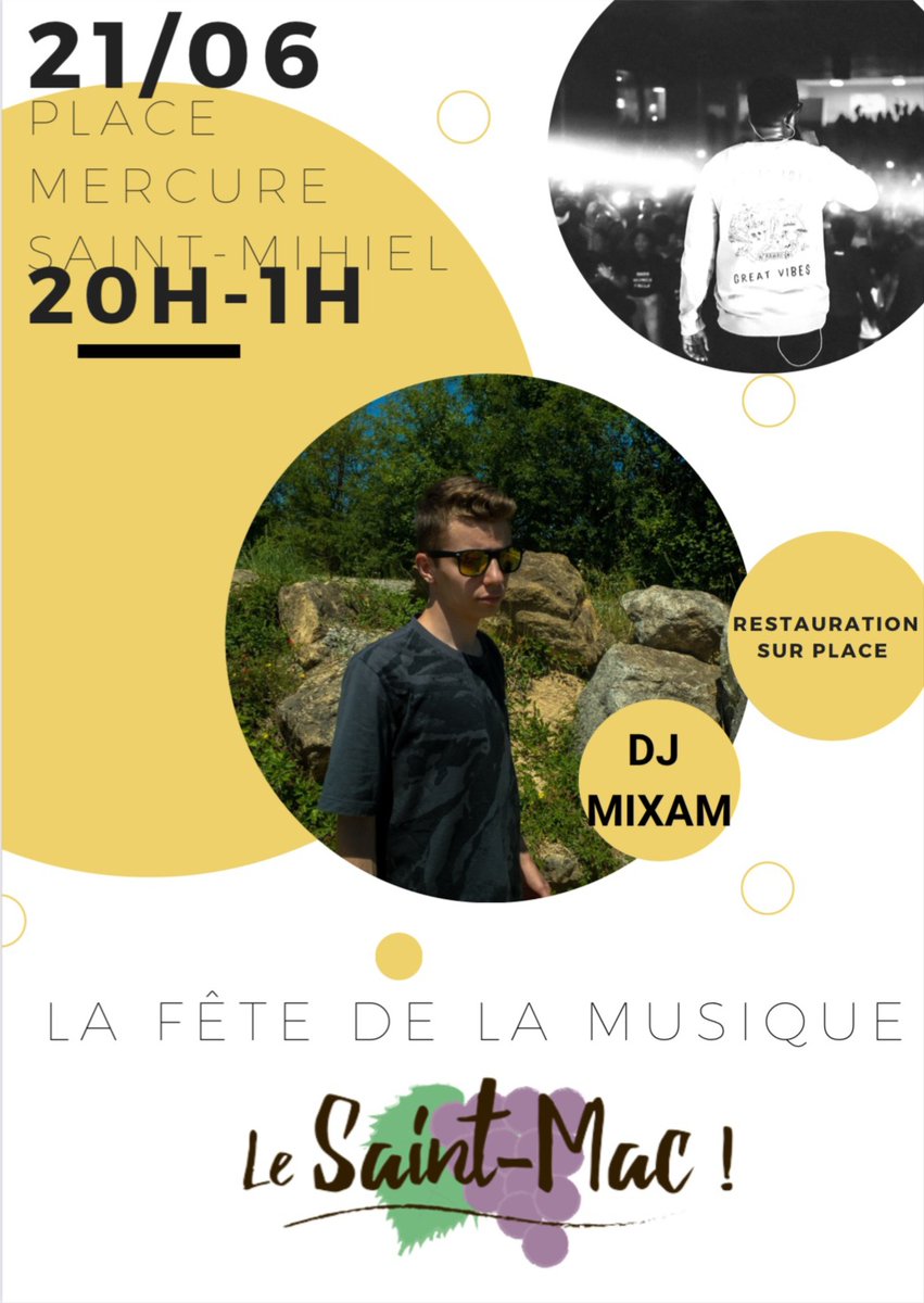 MIXAM1's tweet photo. 🇲🇫 🚨🚨🚨 Très heureux de vous annoncer que je mixerai pour la Fête De La Musique 2024 à Saint-Mihiel dans le bar Le Saint-Mac ! 🍻

🇬🇧 Super excited to tell you that I will perform for the World Music Day 2024 in Saint-Mihiel in the bar Le Saint-Mac ! 🍻 https://t.co/fz1YlmyxKp