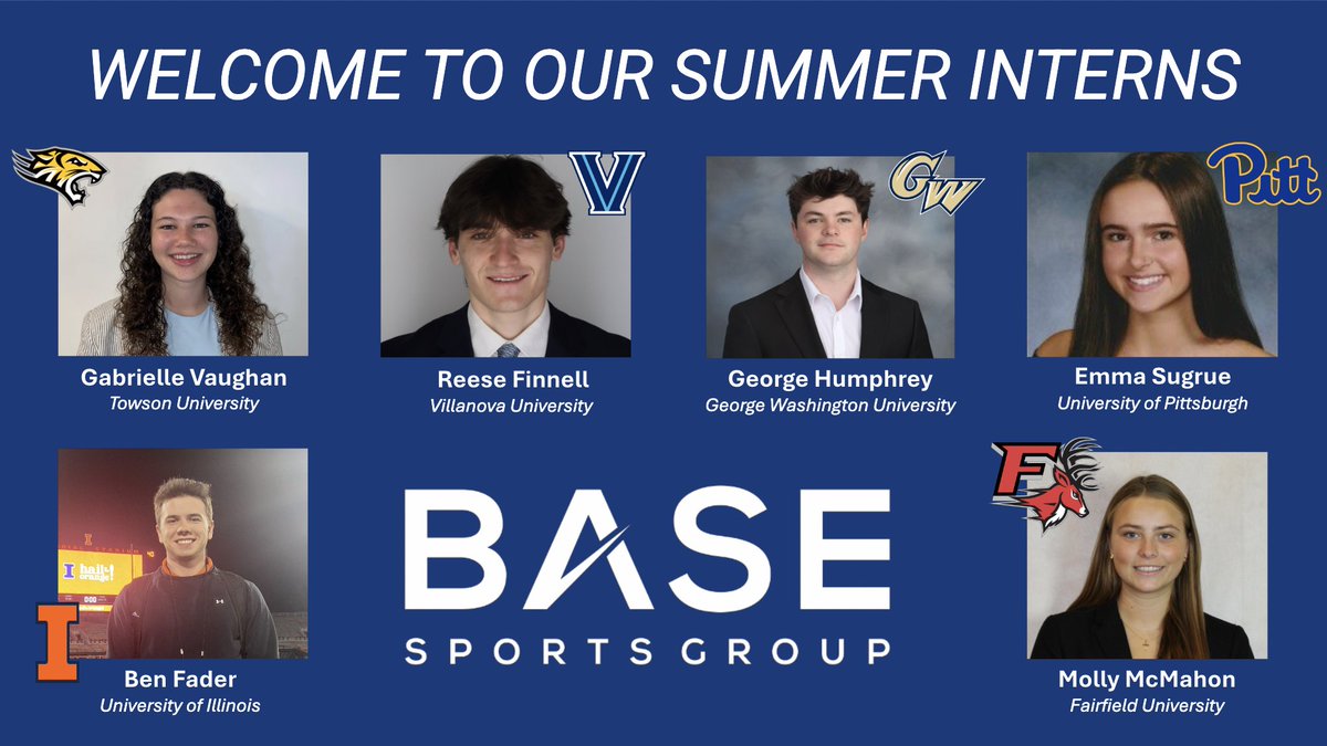 We are excited to welcome our new summer interns to BASE Sports Group! Over the summer, our interns will be working alongside the BASE team. We look forward to mentoring these bright students, integrating their creative ideas, and helping support them along their careers.