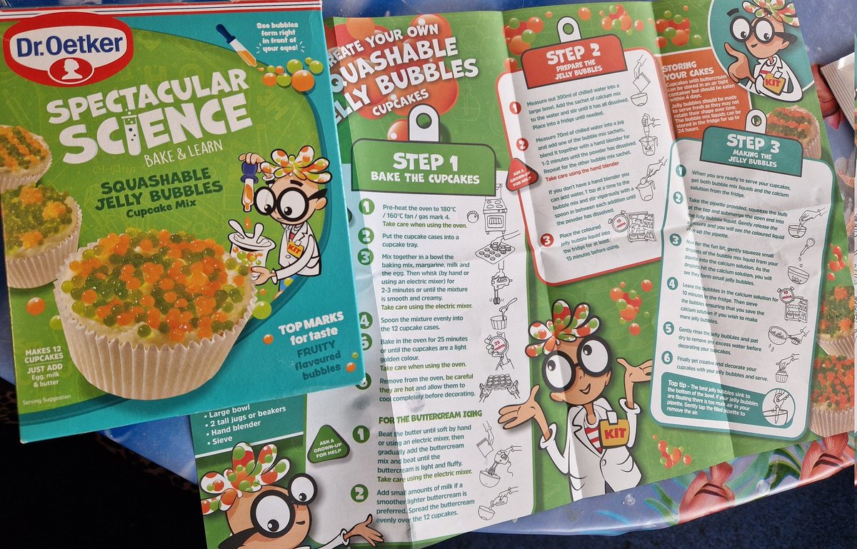 LynburnNurture's tweet photo. What an exciting baking kit from @DrOetkerBakes ! Lots of reading, measuring, collaborating, and learning about spherification process. Highly recommend the #SpectacularScience baking kits. I'm looking forward to the edible slime cup cakes next. https://t.co/uKc0aXCF39