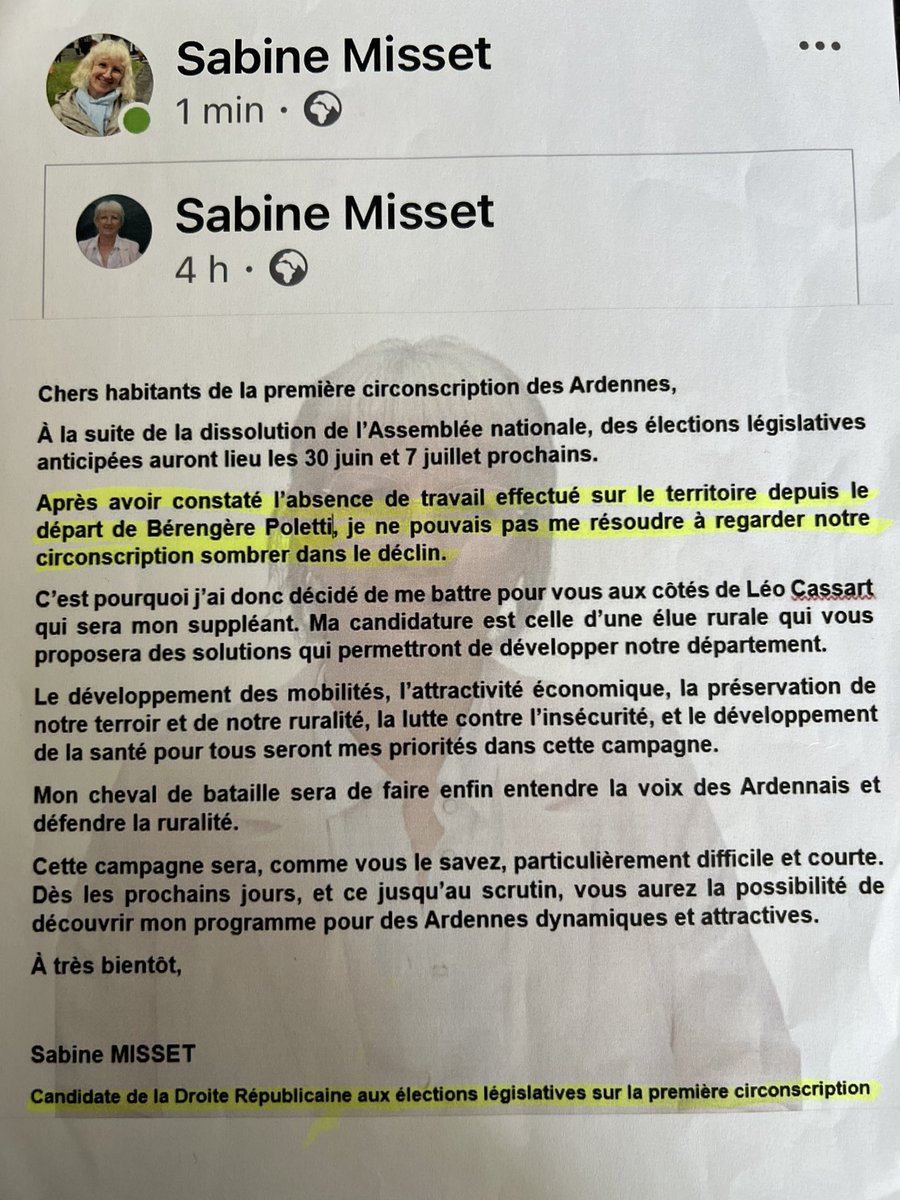 LionelVuibert's tweet photo. ❗️🙄 Madame Sabine MISSET, Candidate LR de la 1ere circonscription des Ardennes : une candidate « constante et cohérente » dans ses propos … mais je vous laisse en juger par vous-même ! https://t.co/6zldF4Ituc