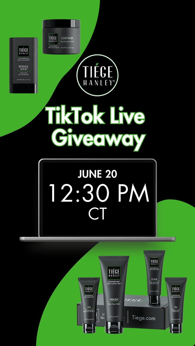 Join us tomorrow for a TikTok Live Giveaway! 
tiktok.com/@tiegehanley