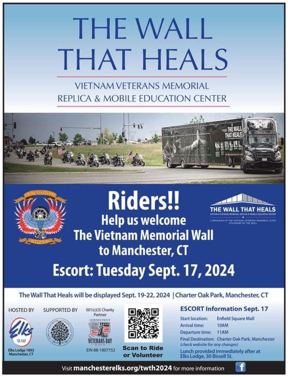 NovelTeesCT's tweet photo. Again posting for our Veterans, "The Wall That Heals", because "Night Shift is returning (Friday June 21st - 7pm) to Manchester Lodge 1893 for another unforgettable night to benefit The Wall That Heals." Information for tickets ttps://manchesterelks.org/twth2024 https://t.co/ydE6BhnCfy