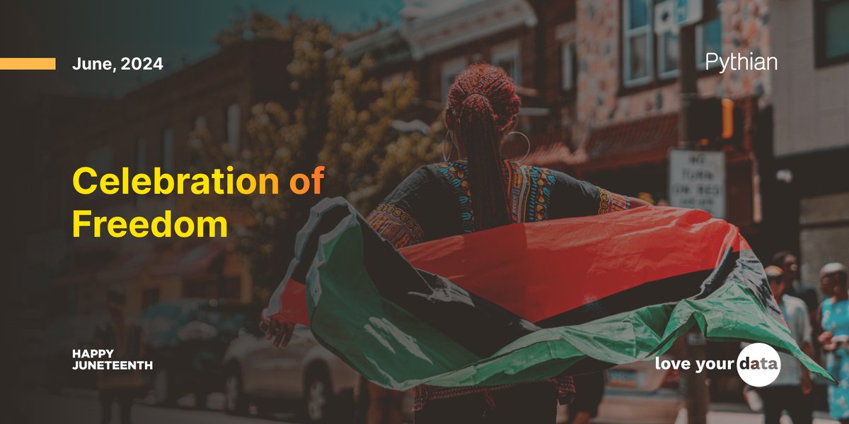 Pythian's tweet image. #HappyJuneteenth! 
We believe in honoring today by learning about Black and American history and championing DEI. 
We regularly gather feedback from our team to improve our DEI efforts.
Reflect, support, and celebrate with your community today. #PythianLife #LoveYourPeople