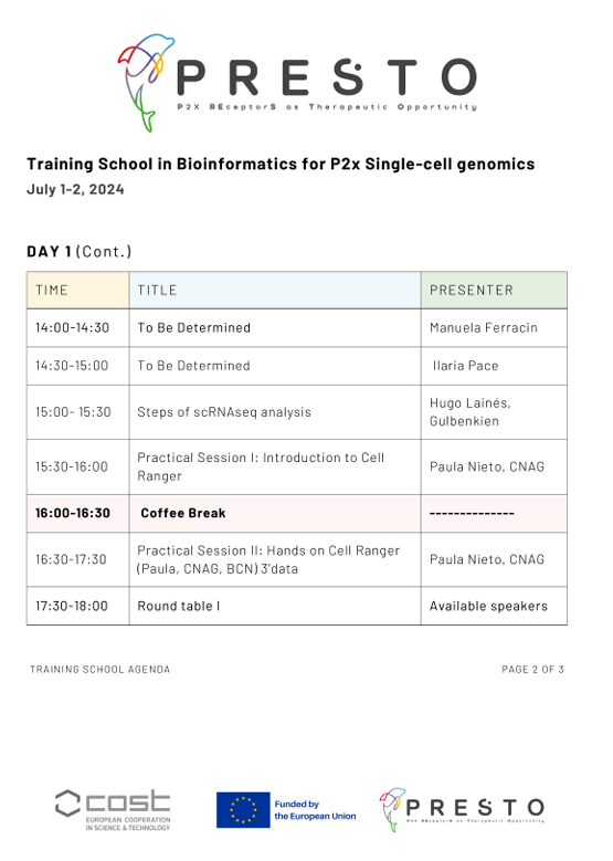 purineslab's tweet photo. The program for PRESTO's training school is now out @prestocostcomms https://t.co/XbG9FzP54c