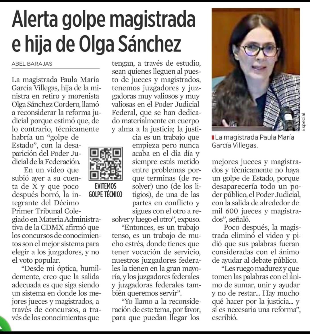 Un aplauso para la brillante ✨ hija de la bella <a href="/M_OlgaSCordero/">Olga Sánchez Cordero</a> , que aunque después se arrepintió de haber comentado esto y yo creo porque fue regañada por su mami, comentó esto :