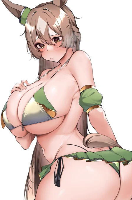 skebで描かせていただきました水着なサトノダイヤモンドです!ご依頼ありがとうございました! 