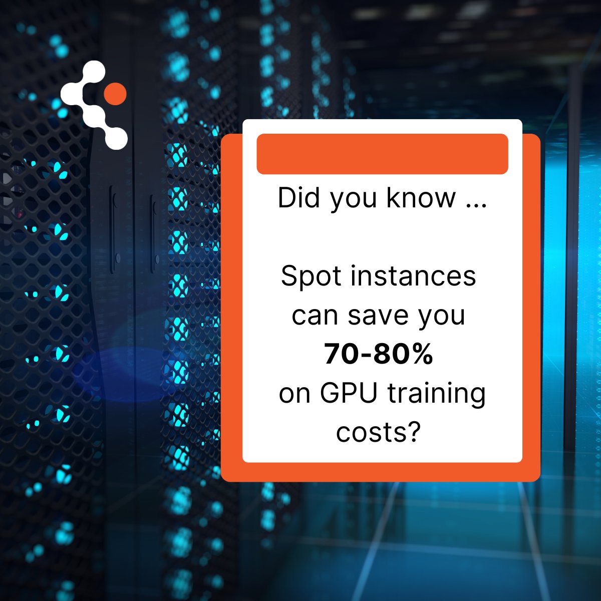 Did you know spot instances can save you 70-80% of your #GPU training costs vs. dedicated instances? If you use lots of model training hours, contact Faction. We can save you money and connect your #data to all the clouds. bit.ly/3VG9wvO