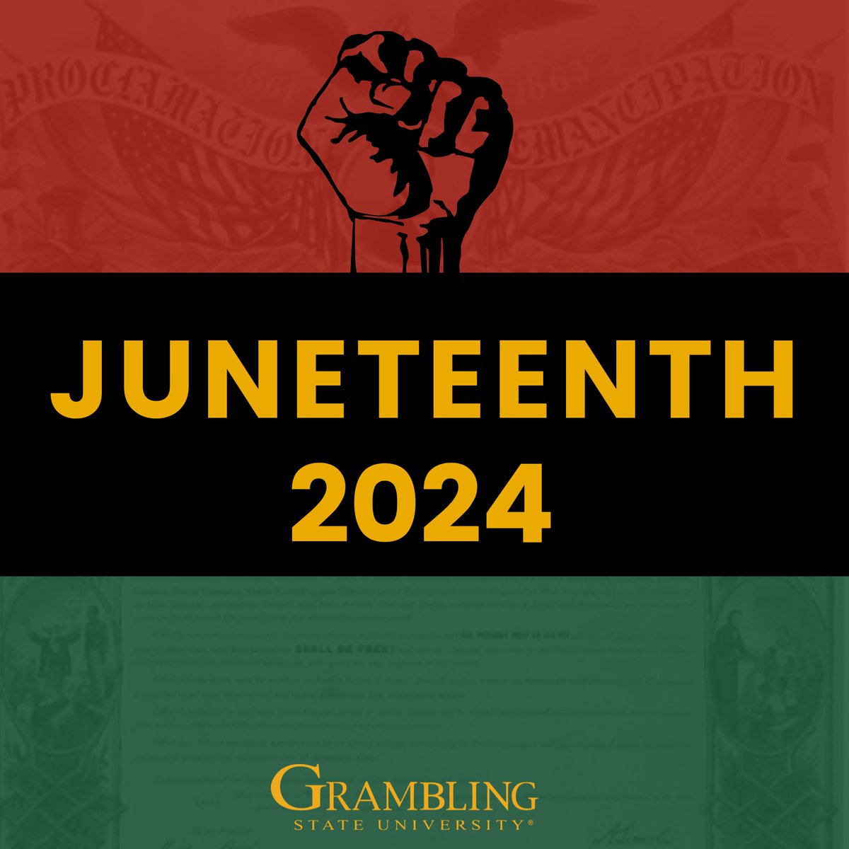 Happy Juneteenth, #GramFam, also known as Freedom Day. Campus is closed today in observance of June 19, 1865, when the remaining enslaved black people in the U.S. were officially freed.✊🏾 #Juneteenth #FreedomDay