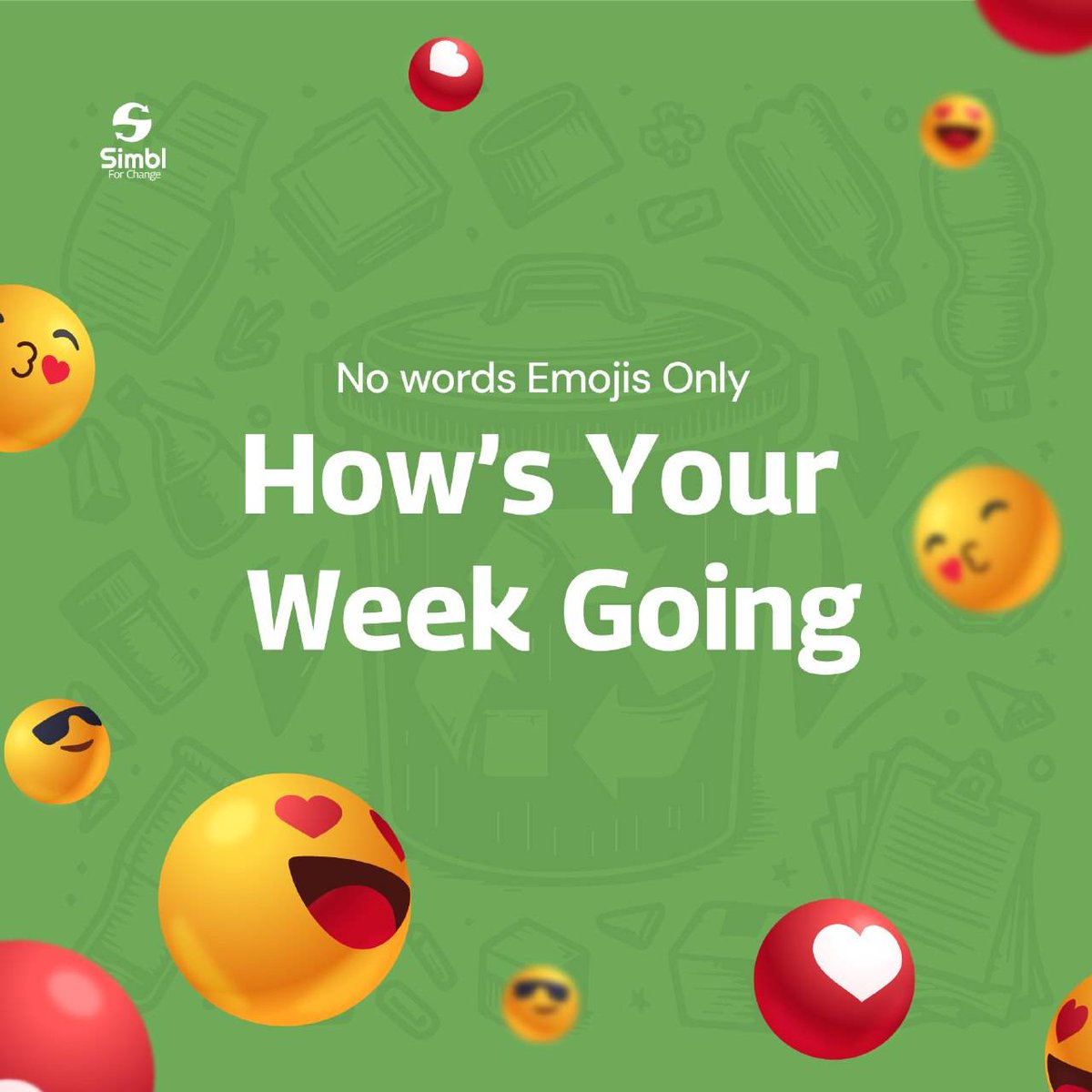 SimblRecycling's tweet photo. This week could mean different things to different people, but we want to know how yours is going. Tell us in the comments. Ours is going great, by the way. ๐
#Simbl #WeeklyCheckins #Recycling โป๏ธ #SustainableLiving ๐ฑ https://t.co/eDvekuCpWP