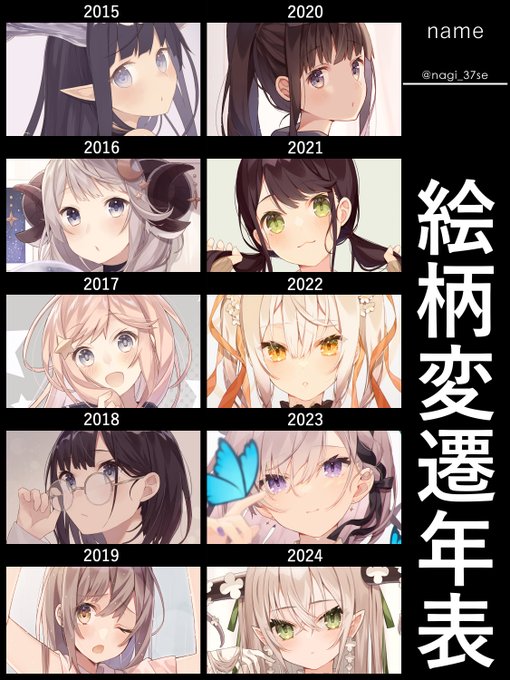 #絵柄変遷年表
やってみた🕊並べてみると感慨深い…
https://t.co/9FBaZho9us 
