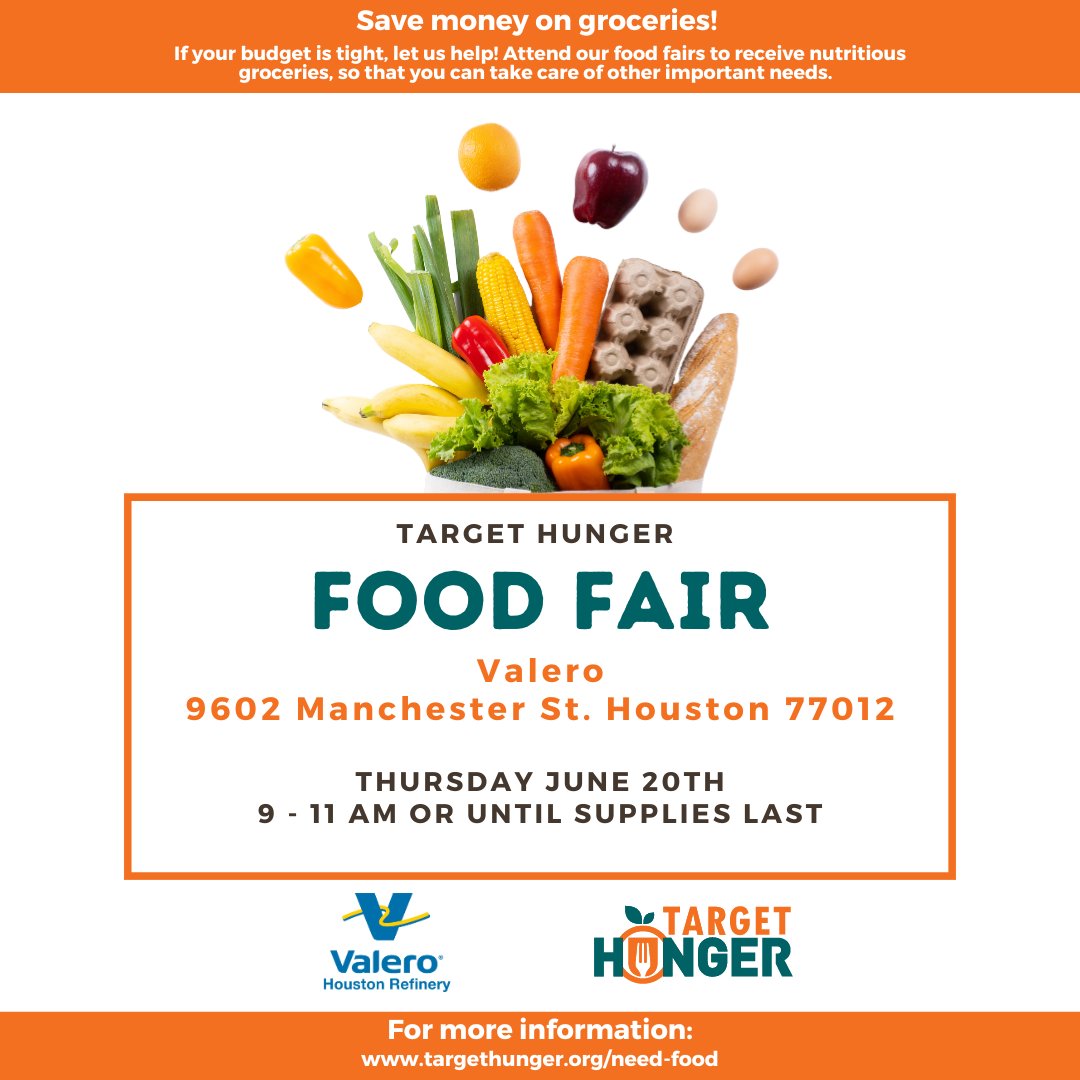 If you need food - there will be a Food Fair tomorrow!
🍊
Food Fairs are open to anyone, you do not have to be a client to attend.
🥕
Please note that all events are subject to cancellation based on weather.
#freefood #foodpantry #houstonfoodpantry #houstonfood #needfood