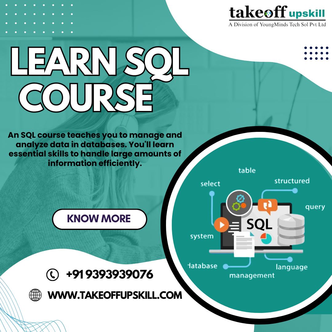takeoffupskill's tweet image. Dive into the world of SQL and transform your data skills with our comprehensive SQL Course! Whether you're a beginner or looking to sharpen your skills, this course is designed for YOU! #SQLCourse #takeoffupskill #LearnSQL #TechSkills #Coding #DataAnalytics #Programming