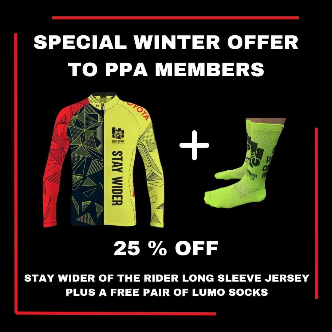 Pedal Power (PPA) (@pedalpowerppa) on Twitter photo With PPA Memberships now formally open for the 2024 / 2025 financial year we are giving all PPA members a 25% off <a href="/safecyclists/">@PPAStayWideroftheRider</a> Long Sleeve Jersey 𝗪𝗶𝗻𝘁𝗲𝗿 𝗦𝗽𝗲𝗰𝗶𝗮𝗹 plus a free pair of socks.
𝗝𝗼𝗶𝗻 𝗵𝗲𝗿𝗲: online.entries.co.za/entries/findpe…
Special: pedal-power-association.myshopify.com With PPA Memberships now formally open for the 2024 / 2025 financial year we are giving all PPA members a 25% off <a href="/safecyclists/">@PPAStayWideroftheRider</a> Long Sleeve Jersey 𝗪𝗶𝗻𝘁𝗲𝗿 𝗦𝗽𝗲𝗰𝗶𝗮𝗹 plus a free pair of socks.
𝗝𝗼𝗶𝗻 𝗵𝗲𝗿𝗲: online.entries.co.za/entries/findpe…
Special: pedal-power-association.myshopify.com