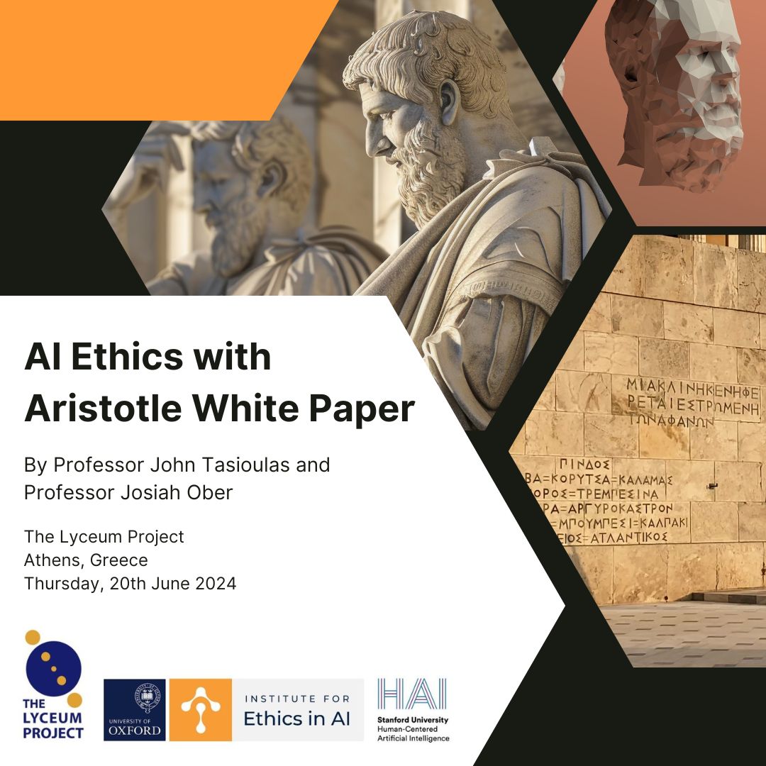 EthicsInAI's tweet photo. Ahead of The Lyceum Project taking place today in Athens, we are pleased to share this White Paper by @JTasioulas and Professor Josiah Ober on AI Ethics with Aristotle. A summary and link to the paper can be found here: https://t.co/bInkKQlJga #lyceumproject #aristotle https://t.co/gOc1GlJfJO