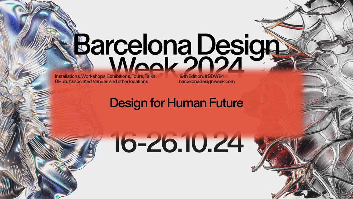 BcnDesignWeek's tweet image. La 19a edició de la BDW, que se celebrarà del 16 al 26 d&apos;octubre, torna amb el lema &quot;Design for Human Future&quot;, reunint els principals agents del disseny en l&apos;acte de referència de Barcelona.

🔗Descobreix totes les novetats: barcelonadesignweek.com/en/

#BDW2024 #DesignforHumanFuture