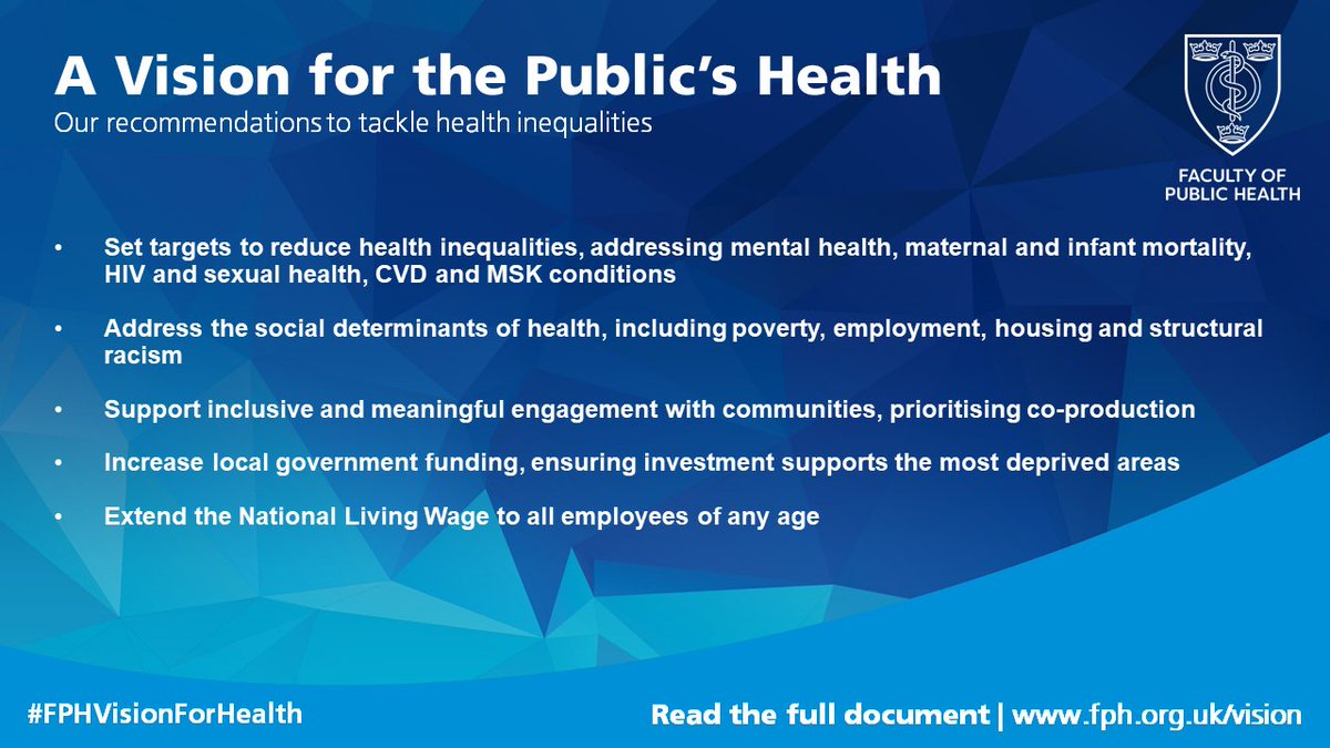 FPH's tweet photo. Our #FPHVisionForHealth offers evidence-based recommendations for the next UK Government on areas including:
- Improving child health
- Tackling inequalities
- Maximising the impact of the NHS
- Strengthening the public health workforce
Read here ➡️ https://t.co/hwhunA7UBT https://t.co/9sEW8AII4l