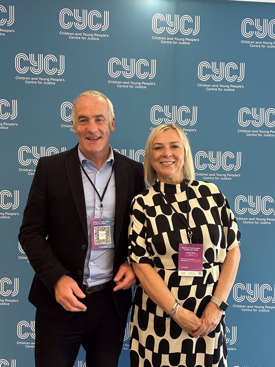 Oberstown Director Damien Hernon and Fiona Dyer <a href="/CYCJScotland/">CYCJ Scotland</a> Director delivered workshops today at the National Youth Justice Conference in Stirling. #JYConf24