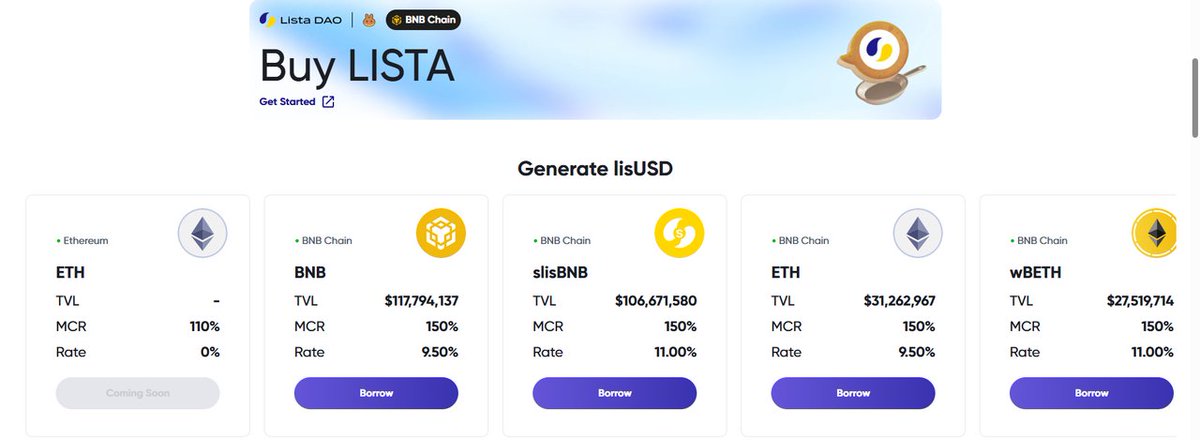 Lista一期给的空投还挺多的，我自己存了一些BNB，收益应该不错

Lista 作为BNB chain上最大的stake BNB ，也得到BSC链的大力支持，未来应该会有惊喜

同时Lista DAO还是CDP，拥有LISTA 和slisBNB这双赋能，感觉有点严重被低估了

Lista DAO 在去年 8 月份拿到了BinanceLabs的 1000w 美金融资

协议的主要组成部分 

去中心化稳定币 lisUSD：一种与美元挂钩的稳定币，通过抵押资产生成，确保其价值稳定。

BNB 流动质押代币

 slisBNB：代表用户在 Lista 平台上质押的 BNB，可以在其他平台上使用或交易。