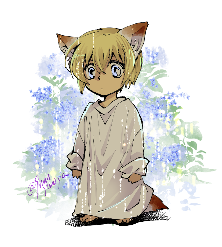 「あめあめ 仔犬 」|弓矢🐳のイラスト
