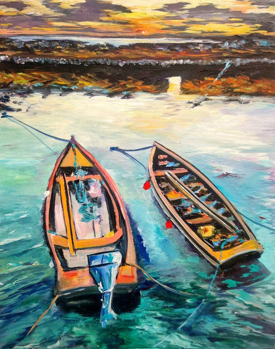Aoifedowdartist's tweet image. Céibh Caladh Mhaínse💙 #Conamara #currach #art #connemara #Galway