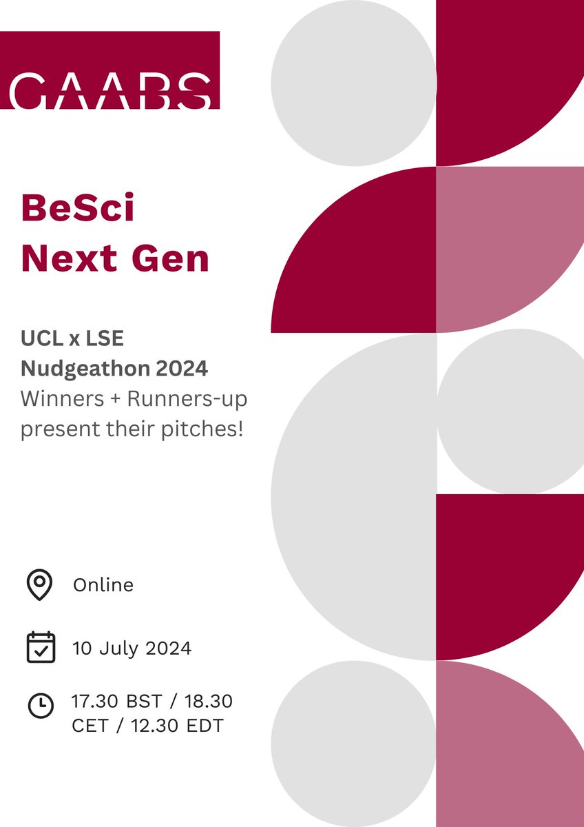 Join Us for the BeSci Next Gen Event

📅 Date: Wednesday, 10 July 

🕔 Time: 17.30 BST / 18.30 CET / 12.30 EDT 

🌐 Format: Online

🔗 Registration: bit.ly/4b8kvlF

📢 Open to all (members and public)! 📢 

#BeSci #NextGen #Nudgeathon2024 #UNICEF  #BehavioralScience