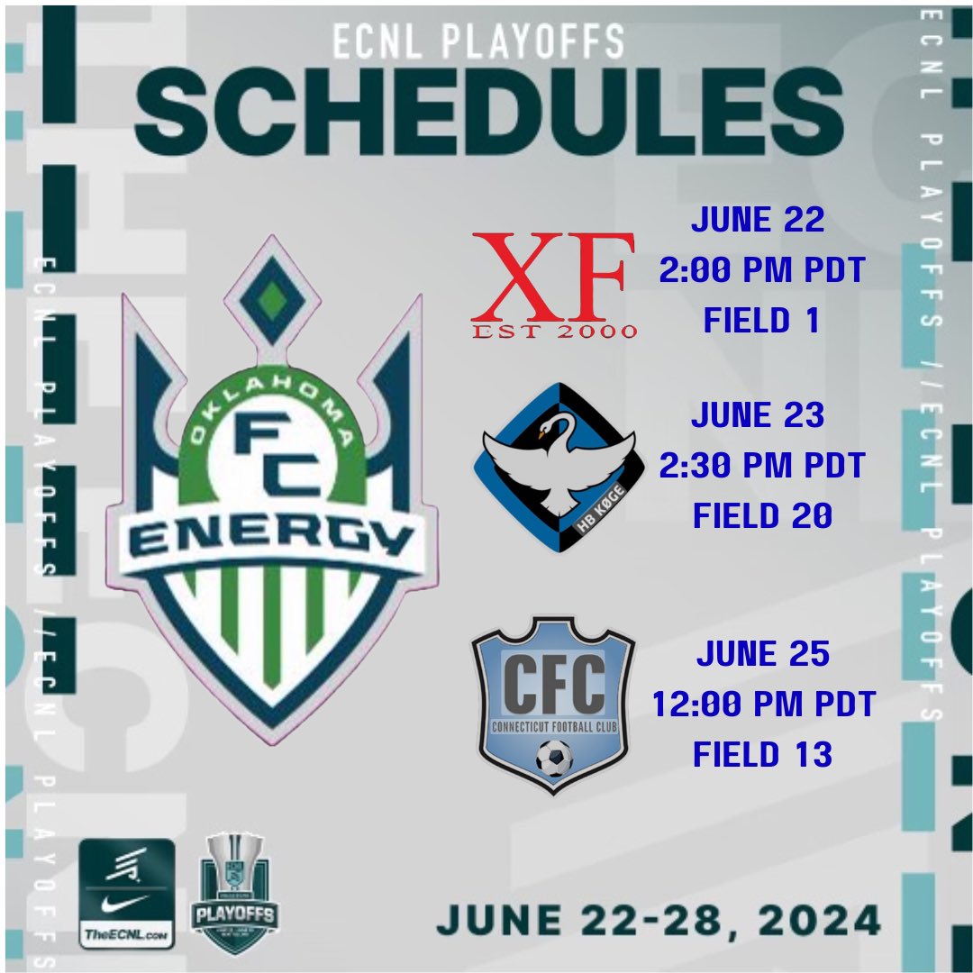 OEFC 07 / 06 Girls ECNL - 2025 - 26 (@oefc07_06gecnl) on Twitter photo It almost time for <a href="/ECNLgirls/">ECNL Girls</a> Champions League Playoffs!
<a href="/TheSoccerWire/">SoccerWire</a>
<a href="/ImCollegeSoccer/">College Soccer Truth ™</a>
<a href="/PrepSoccer/">Prep Soccer ⚽️</a>
<a href="/TopDrawerSoccer/">TopDrawerSoccer</a>
<a href="/Oklahoma_FC/">Oklahoma Energy FC</a>
<a href="/OEFCGirlsECNL/">Oklahoma Energy FC Girls ECNL</a>
@ECNLTexas
<a href="/ImYouthSoccer/">ECNL/GA/Recruiting/College Soccer</a>
<a href="/USYNT/">U.S. Soccer YNT</a>
<a href="/SSN_NCAASoccer/">Sidelines - College Soccer</a>
#oefcproud It almost time for <a href="/ECNLgirls/">ECNL Girls</a> Champions League Playoffs!
<a href="/TheSoccerWire/">SoccerWire</a>
<a href="/ImCollegeSoccer/">College Soccer Truth ™</a>
<a href="/PrepSoccer/">Prep Soccer ⚽️</a>
<a href="/TopDrawerSoccer/">TopDrawerSoccer</a>
<a href="/Oklahoma_FC/">Oklahoma Energy FC</a>
<a href="/OEFCGirlsECNL/">Oklahoma Energy FC Girls ECNL</a>
@ECNLTexas
<a href="/ImYouthSoccer/">ECNL/GA/Recruiting/College Soccer</a>
<a href="/USYNT/">U.S. Soccer YNT</a>
<a href="/SSN_NCAASoccer/">Sidelines - College Soccer</a>
#oefcproud