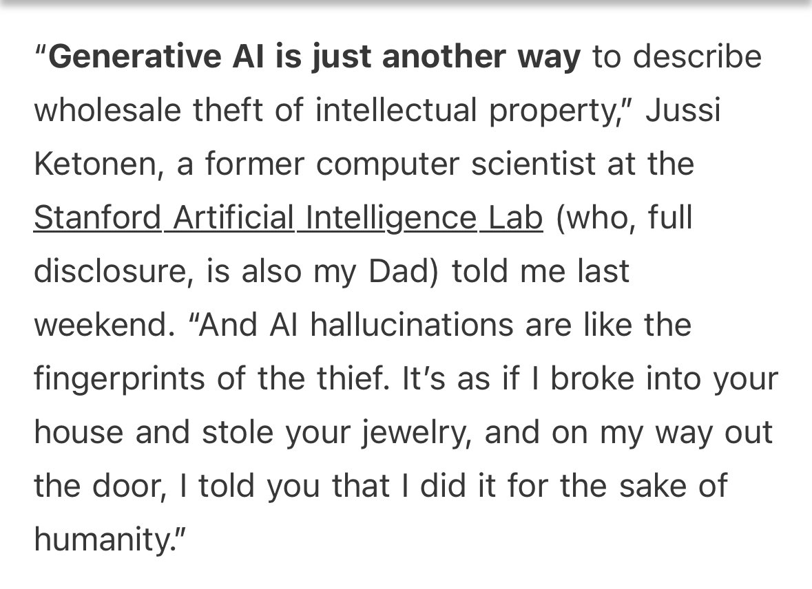 Banger quote from <a href="/SkyePillsbury/">Skye Pillsbury (she/her)</a>’s must-read piece on the troubling relationship between OpenAI and <a href="/DescriptApp/">Descript</a>: open.substack.com/pub/thisisthes…