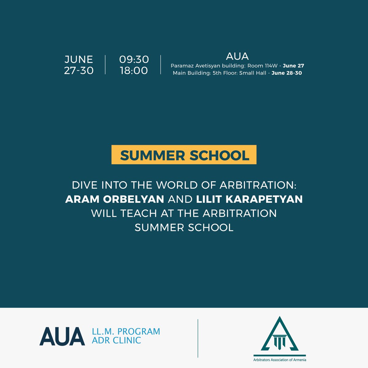 The deadline to apply for the Arbitration Summer School, where participants can attend lectures by Concern Dialog’s Managing Partner <a href="/aram_orbelian/">Aram Orbelyan</a> &amp; Partner <a href="/karapetyanlh/">Lilit Karapetyan</a> , is just two days away.
➡️ dialog.am/en/article/633