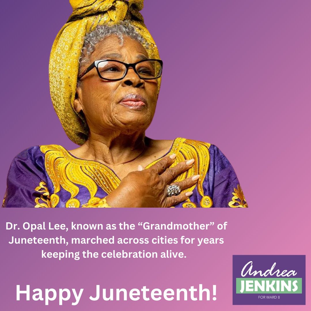 This year as you celebrate Juneteenth and freedom, please also remember to thank Dr. Opal Lee who single-handily kept the celebration of Juneteenth alive. Happy Freedom Day!