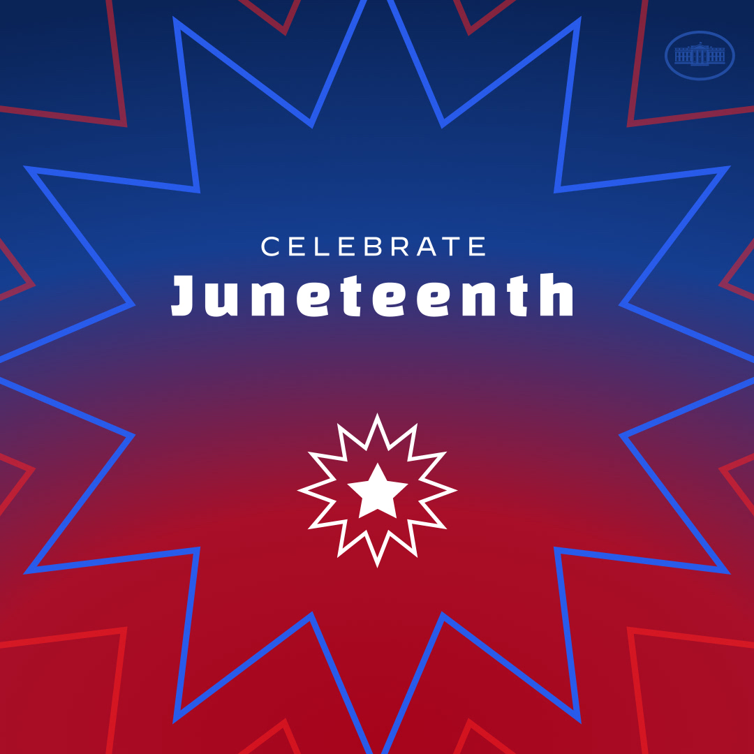 WhiteHouse46's tweet image. On Juneteenth, the Biden-Administration celebrates the essence of freedom that galvanized the country and recommits to working to eradicate systemic racism and inequity.