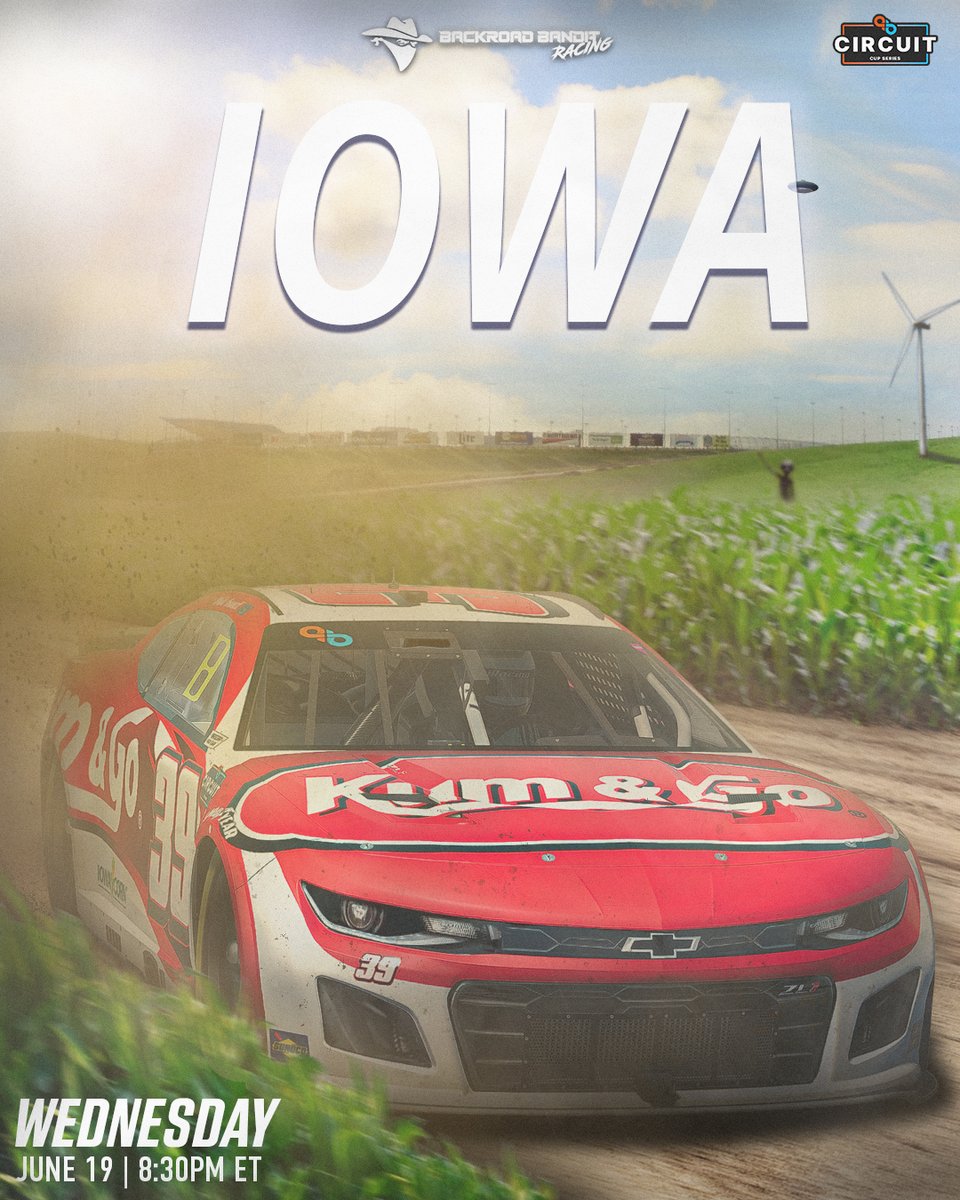 🌽🏁 It's race day in Iowa and we're rolling out in our  <a href="/kumandgo/">Kum & Go</a> <a href="/chevrolet/">Chevrolet</a> Camaro! Time to peel out and show 'em how we husk it! Let's go! 🚗💨
Catch us live at twitch.tv/movingchicanes… at 8:30pm ET! #iRacing #RaceDay

Paint: <a href="/sng_graphics/">SplashNgoGraphics</a>
Graphics: <a href="/MoneyShiftMedia/">Money Shift Media</a>