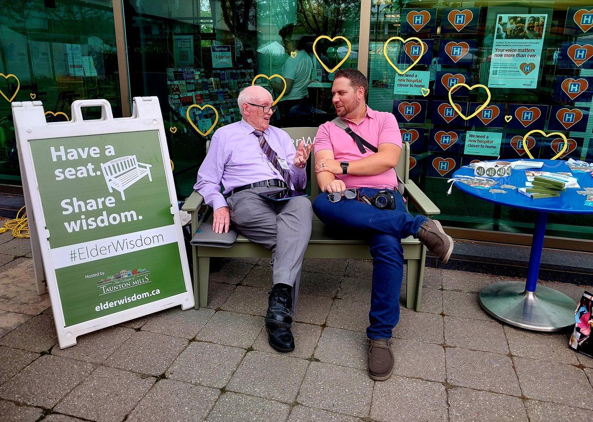 DanKennedy82's tweet photo. #ElderWisdom Come on down to the Whitby Public Library to hear and share srories on the green bench! https://t.co/ytFTEbZnwQ