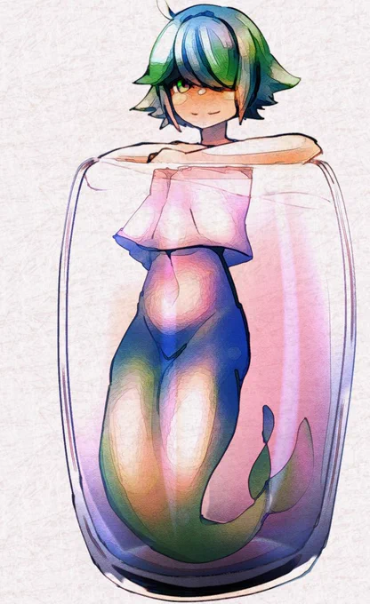 過去絵発掘おそらく初のオリキャラワンカップサイズ人魚ちゃん 