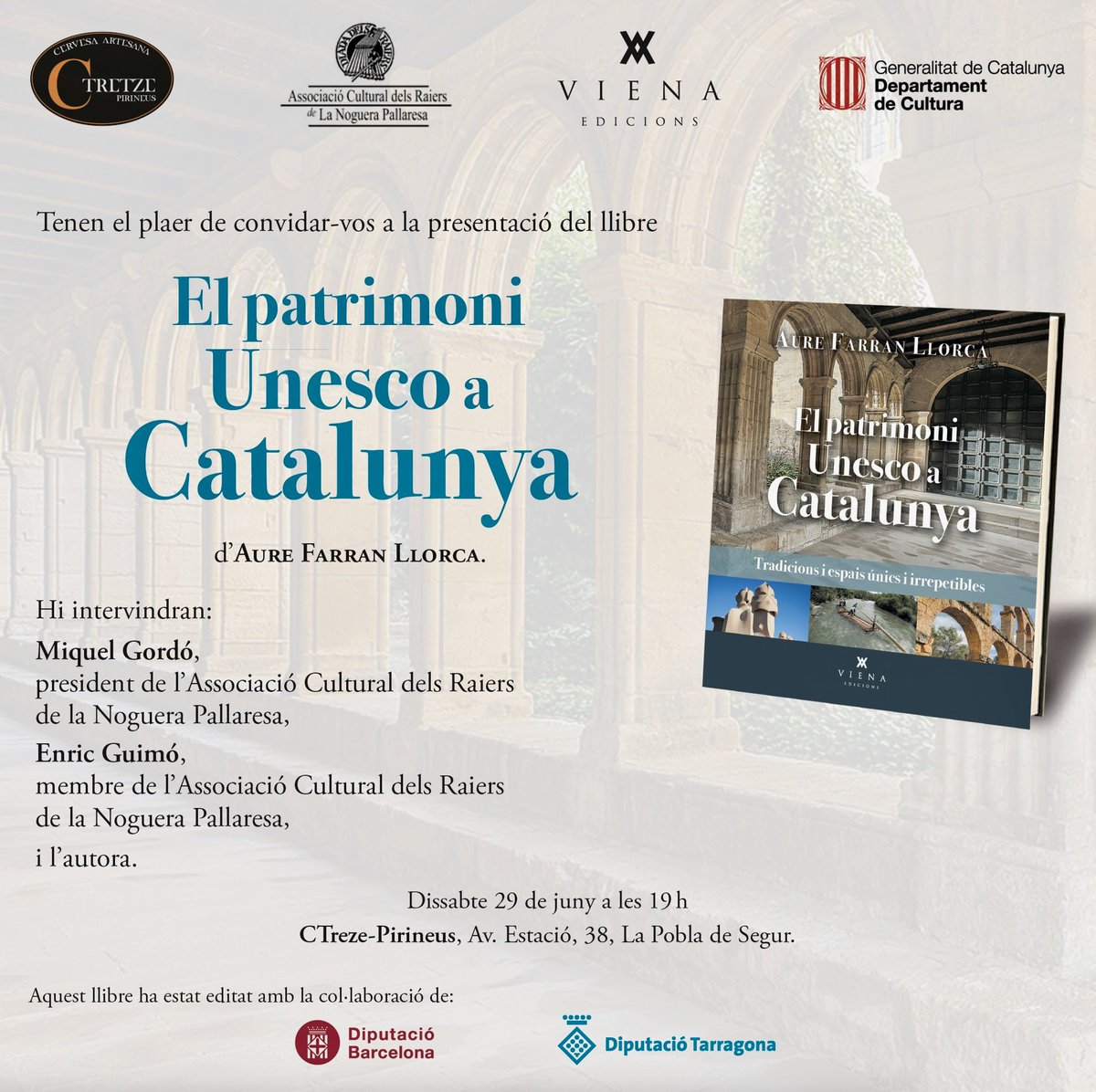 📆 El dissabte 29 de juny presentarem el llibre ‘El patrimoni Unesco a Catalunya’ a La Pobla de Segur amb els Raiers de la Noguera Pallaresa. Us hi esperem per parlar d’un patrimoni #úniciirrepetible  😊