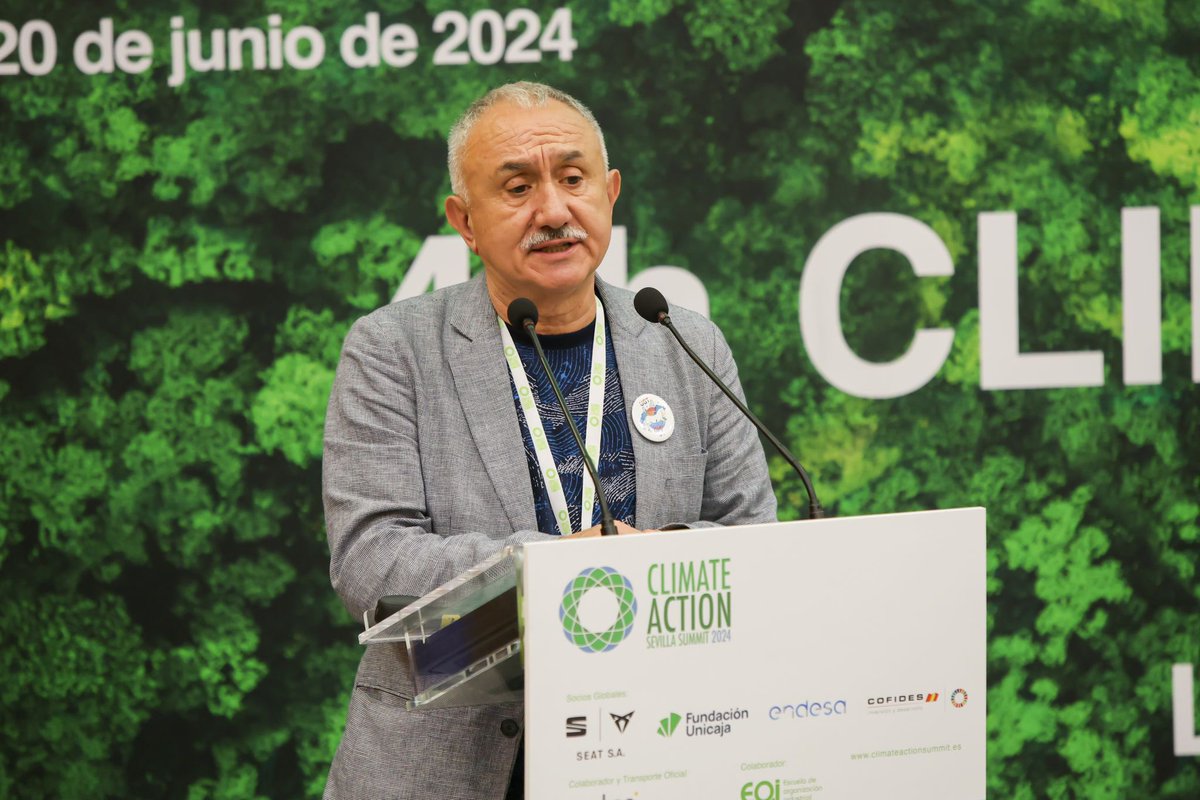 #ClimateActionSevillaSummit2024 
@PepeÁlvarez, Secretario General <a href="/UGT_Comunica/">UGT</a>  <a href="/UGT_Andalucia/">UGT Andalucia</a> 

“Cuidar el planeta no es una opción, es una obligación, y la sostenibilidad y la lucha contra la degradación del planeta., la  economía verde,  debe verse desde esta perspectiva”