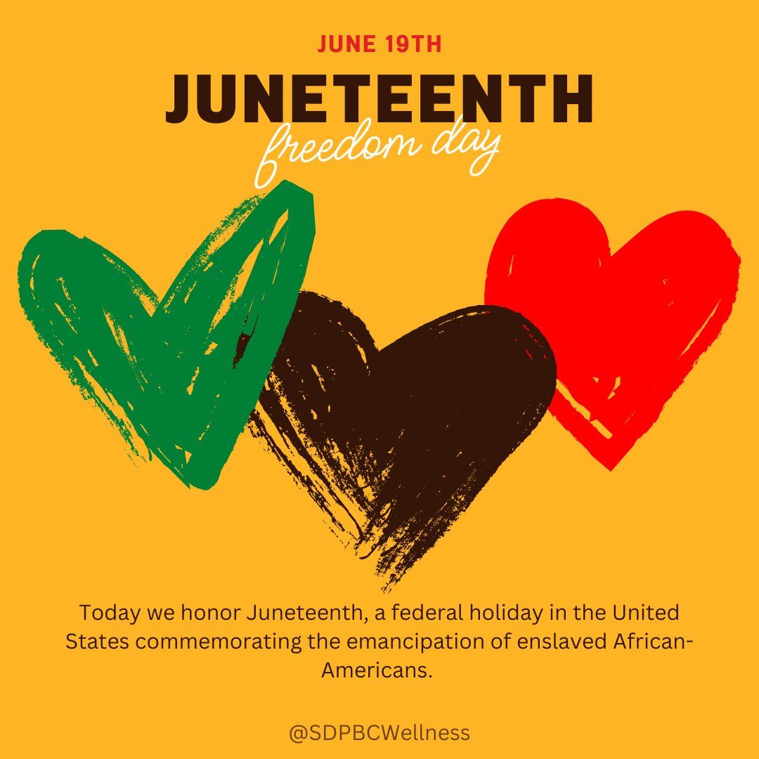 Today we honor #Juneteenth, a federal holiday in the United States commemorating the emancipation of enslaved African-Americans. Explore your local area for Juneteenth events: community walks, yoga sessions in the park, or family picnics with traditional African American food!