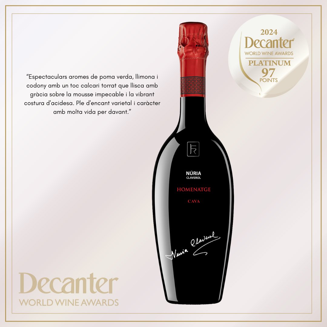 BSumarroca's tweet photo. Núria Claverol Homenatge 2016 de Cellers Sumarroca, ��nic cava 'platinum' en ecanter 2024
Amb una puntuació de 97, Núria Claverol Homenatge 2016, 100% Xarel·lo, ha impressionat amb les seves aromes espectaculars i una estructura que celebra el caràcter únic de la nostra regió https://t.co/TY8uWHe5JE