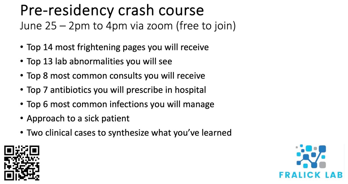 Michael Fralick (@fralickmike) on Twitter photo 🚨Pre-residency crash course🚨 Next week my lab will be hosting a free pre-residency crash course. If you are interested in signing up here is the link! fralicklab.com/preresidencyco… thank you to <a href="/kat_zorcic/">Kat Zorcic</a> and Dr <a href="/jamieleefritz_/">Jamie Fritz</a> for their hardwork to make this happen! 🚨Pre-residency crash course🚨 Next week my lab will be hosting a free pre-residency crash course. If you are interested in signing up here is the link! fralicklab.com/preresidencyco… thank you to <a href="/kat_zorcic/">Kat Zorcic</a> and Dr <a href="/jamieleefritz_/">Jamie Fritz</a> for their hardwork to make this happen!