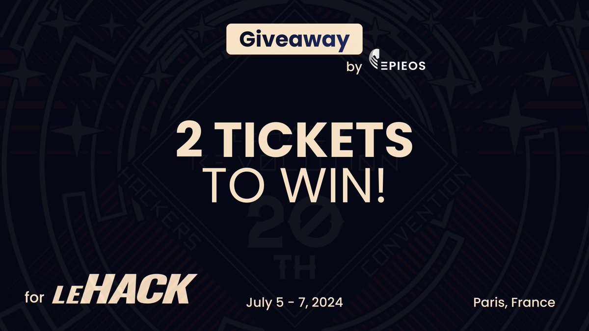epieos's tweet image. 🎟️ Win your ticket for @_leHACK_ 2024, the biggest 🇫🇷 event dedicated to #cybersecurity and #hacking !

🎁 The ticket also gives access to the #OSINTVillage, where the leading international speakers will be giving talks.

✅ To participate:

1️⃣ Follow @epieos 
2️⃣ ♥️ and 🔄 this…