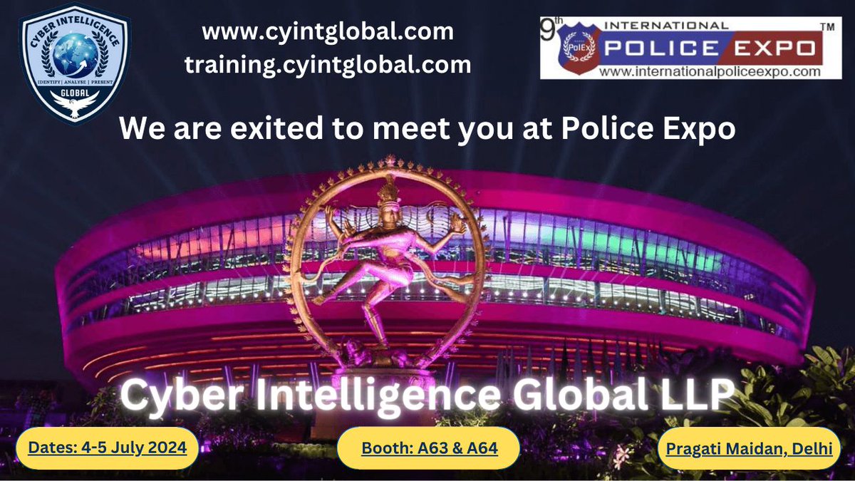 WiebeTech's tweet photo. Going to the International Police Expo? Check out our Friends and forensic products at the Cyber Intelligence Global LLP booth.

🗓 Date: 4-5 July, 2024
📍 Location: Pragati Maidan, New Delhi
🔍 Booth: A63 &amp; A64 https://t.co/VptbXzd2xR