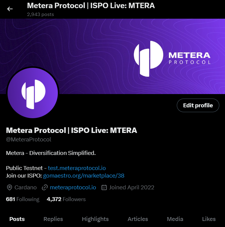 MeteraProtocol's tweet photo. Good morning #CardanoCommunity!🤗
Do you notice anything different about our profile?? 👀
We have been making a strong push towards aligning our branding with the recent revamp of our website, test-net, and social media accounts. 🔥
https://t.co/7J7BvG70jV
https://t.co/hvkji9yc62