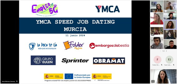 ymca_esp's tweet photo. Llevamos a cabo en Murcia el #YMCASpeedJobDating donde han participado las empresas Grupo EULEN, @LaBocaTeLia, SPRINTER, Folder, @obramat_es y @EmbargosBestia y los/as #jóvenes participantes del programa #Empleo5G.
#ItinerariosInserciónLaboral #YMCA #YMCAEspaña #Murcia https://t.co/JPyT75ZCnw