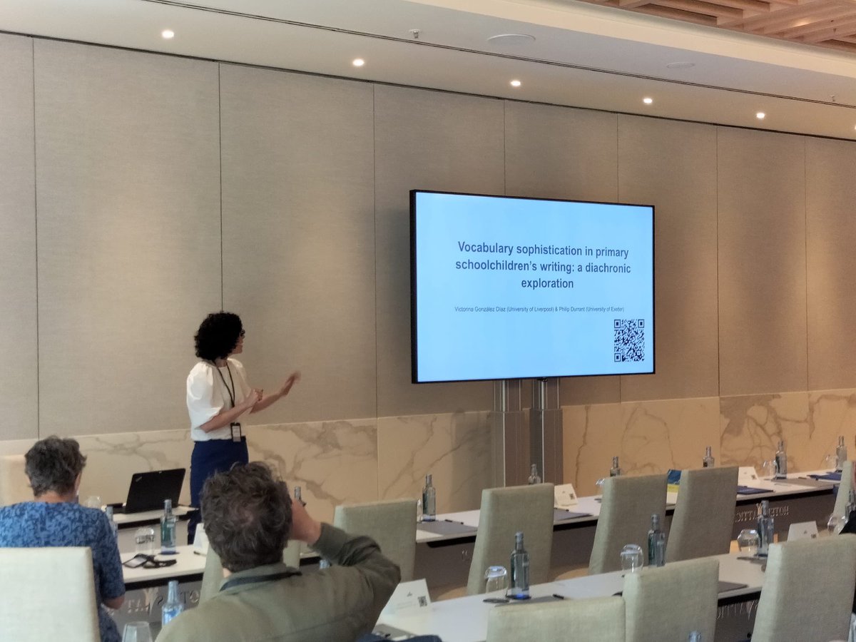 ICAME45Vigo's tweet photo. The show must go on!! Victorina González-Díaz and Philip Durrant have some interesting insights to share with us about the vocabulary of primary school children. #ICAME45 https://t.co/Z0iGTMLTvK