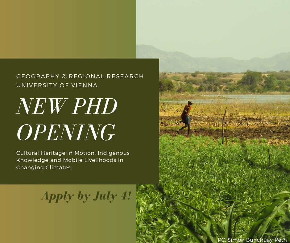 Trans|Form Research (@transform_res) on Twitter photo 📢 JOB OPENING 📢
🧑🎓 University Assistant (PraeDoc)
🔎 Cultural Heritage in Motion
💬 Research focus on #climatechange #adaptation in Ethiopia
🗓️ Apply by July 4, 2024  
jobs.univie.ac.at/job/University…
#PhDposition #AcademicJobs <a href="/stem_univie/">University of Vienna STEM</a> <a href="/univienna/">Universität Wien</a> @simonpeth 📢 JOB OPENING 📢
🧑🎓 University Assistant (PraeDoc)
🔎 Cultural Heritage in Motion
💬 Research focus on #climatechange #adaptation in Ethiopia
🗓️ Apply by July 4, 2024  
jobs.univie.ac.at/job/University…
#PhDposition #AcademicJobs <a href="/stem_univie/">University of Vienna STEM</a> <a href="/univienna/">Universität Wien</a> @simonpeth