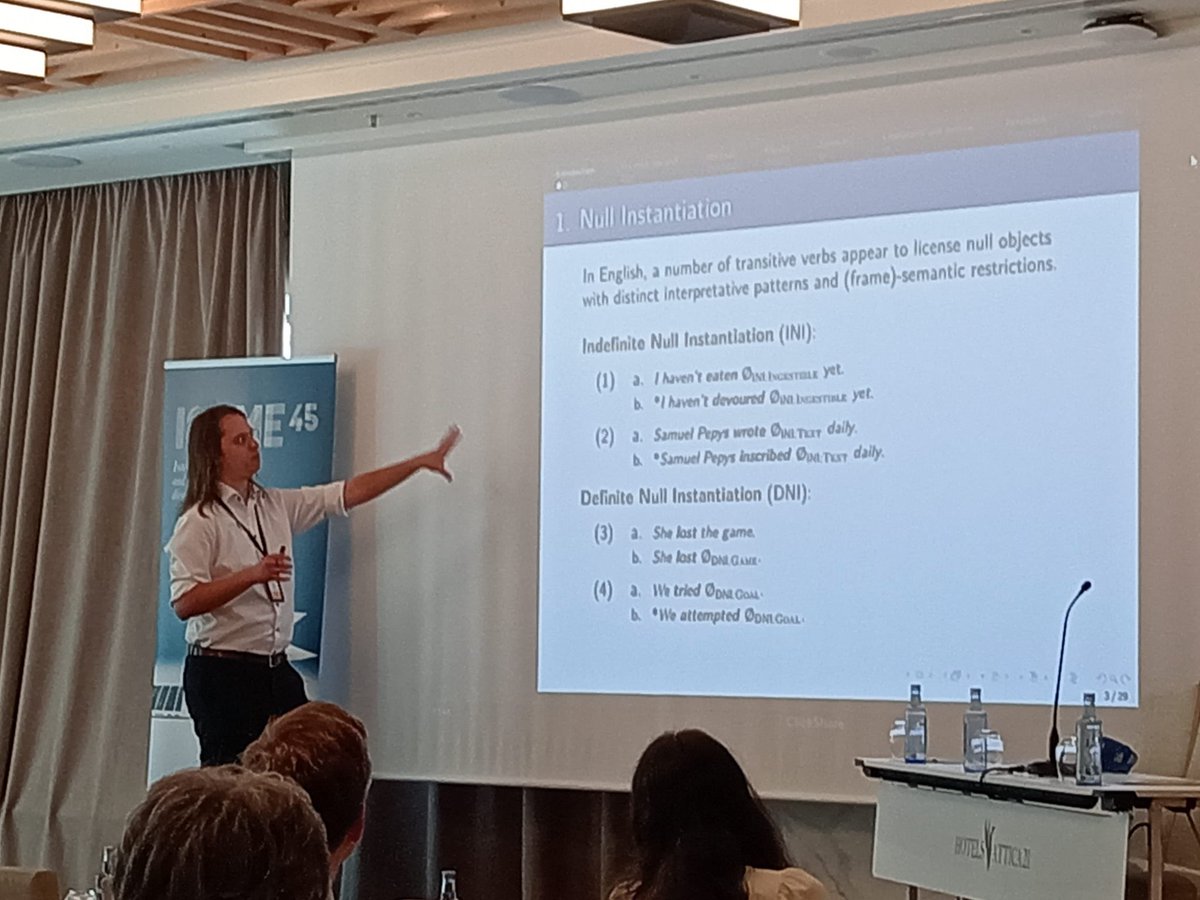 ICAME45Vigo's tweet photo. Vladimir Buskin during his fascinating talk, titled: "Modelling argument omission: A cognitive and multivariate study of object null instantiation in English(es)" #ICAME45 https://t.co/rZSQrz1i8O