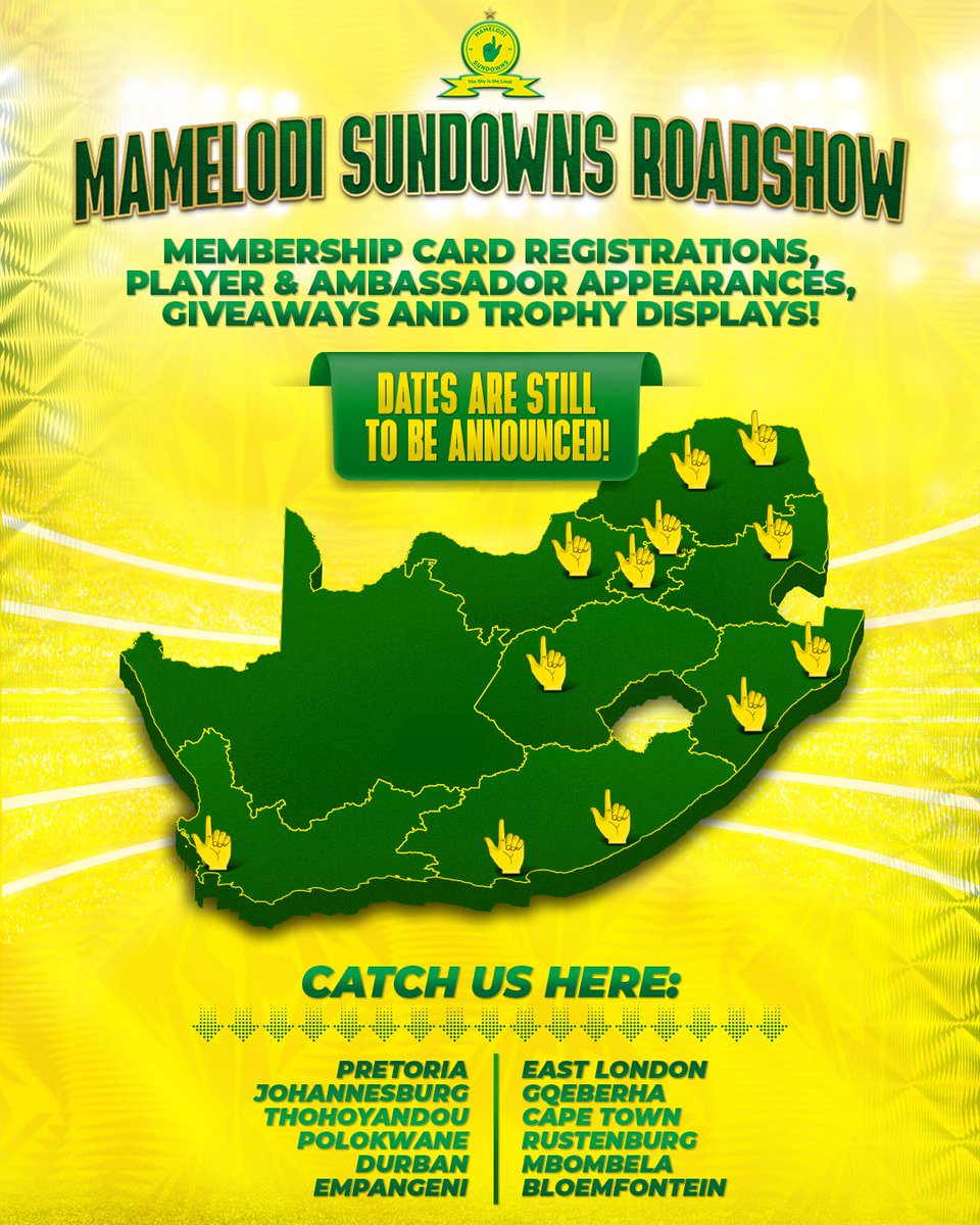 𝙂𝙚𝙩 𝙖 𝙘𝙝𝙖𝙣𝙘𝙚 𝙩𝙤 𝙨𝙞𝙜𝙣 𝙪𝙥 𝙛𝙤𝙧 𝙤𝙪𝙧 𝙈𝙚𝙢𝙗𝙚𝙧𝙨𝙝𝙞𝙥 𝘾𝙖𝙧𝙙 𝙊𝙣 𝙊𝙪𝙧 𝙉𝙖𝙩𝙞𝙤𝙣𝙖𝙡 𝙍𝙤𝙖𝙙𝙨𝙝𝙤𝙬 👆

The Yellow Nation Roadshow is kicking off soon, starting in KZN at the end of this month! 🔜

We're offering our supporters an opportunity to