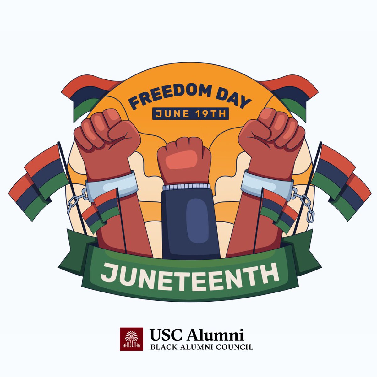 UofSCBAC's tweet image. To the progress we’ve made, and to those who continue to exemplify #USCBlackExcellence. 🤙🏾
Happy #Juneteenth, Gamecocks.