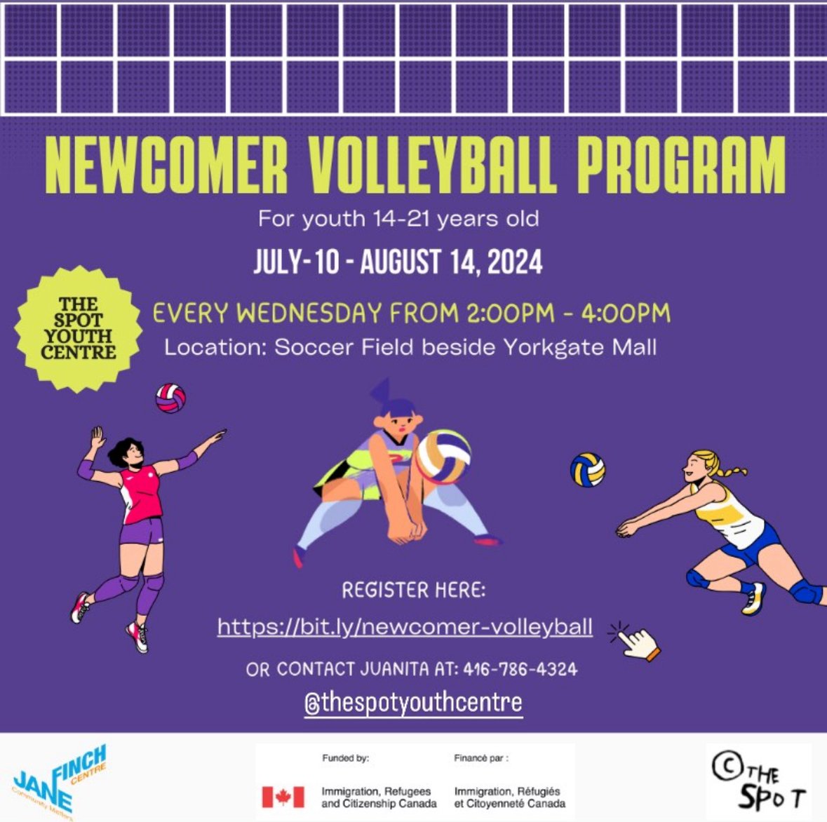 Downsview Advocate (@downsviewadv) on Twitter photo 🏐 Join <a href="/JFCFCentre/">Jane/Finch Community and Family Centre</a> Newcomer Volleyball Program for youth 14-21, every Wednesday from 2-4 PM from July 10 - August 14 at The Spot Youth Centre! Register: bit.ly/newcomer-volle… 🏐 🏐 Join <a href="/JFCFCentre/">Jane/Finch Community and Family Centre</a> Newcomer Volleyball Program for youth 14-21, every Wednesday from 2-4 PM from July 10 - August 14 at The Spot Youth Centre! Register: bit.ly/newcomer-volle… 🏐