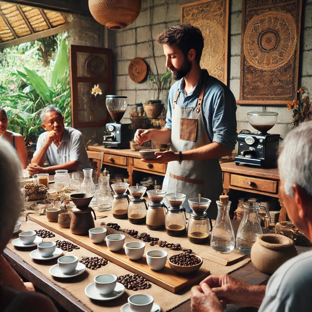AthenaLindsay18's tweet photo. Hosting a coffee tasting event. Educating our community on the nuances of flavor and aroma. ☕👩‍🏫 #CoffeeTasting #BaliLife #CoffeeEducation https://t.co/is1BHxVRO3